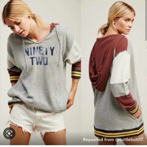 Free People Tops | Free People Naomi Ninety Two Sweatshirt | Color: Gray/Red | - Picture 1 of 5